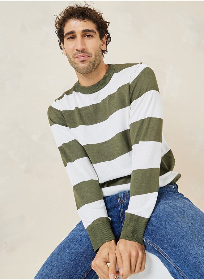 Styli - Stripe Print Relaxed Fit Sweater - Image 1