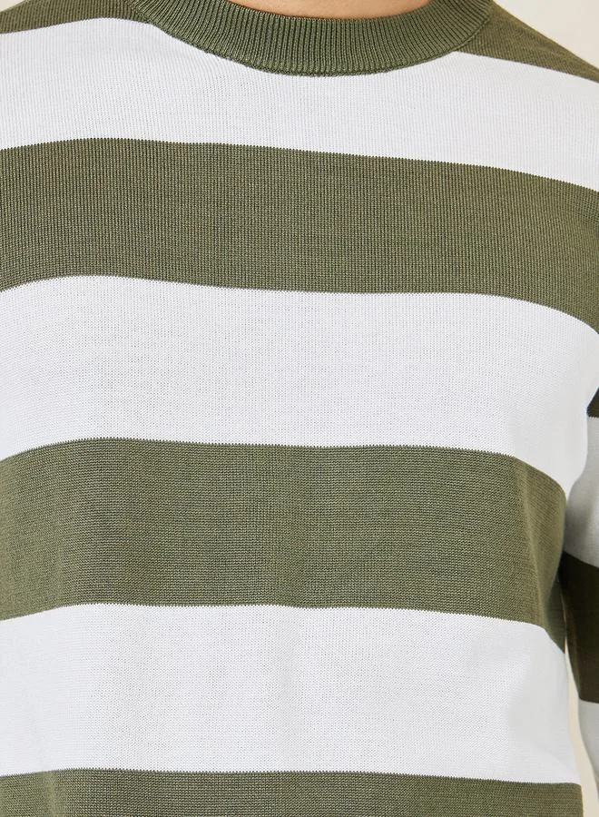 Styli Stripe Print Relaxed Fit Sweater