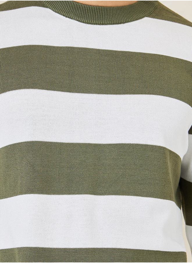 Styli - Stripe Print Relaxed Fit Sweater - Image 1