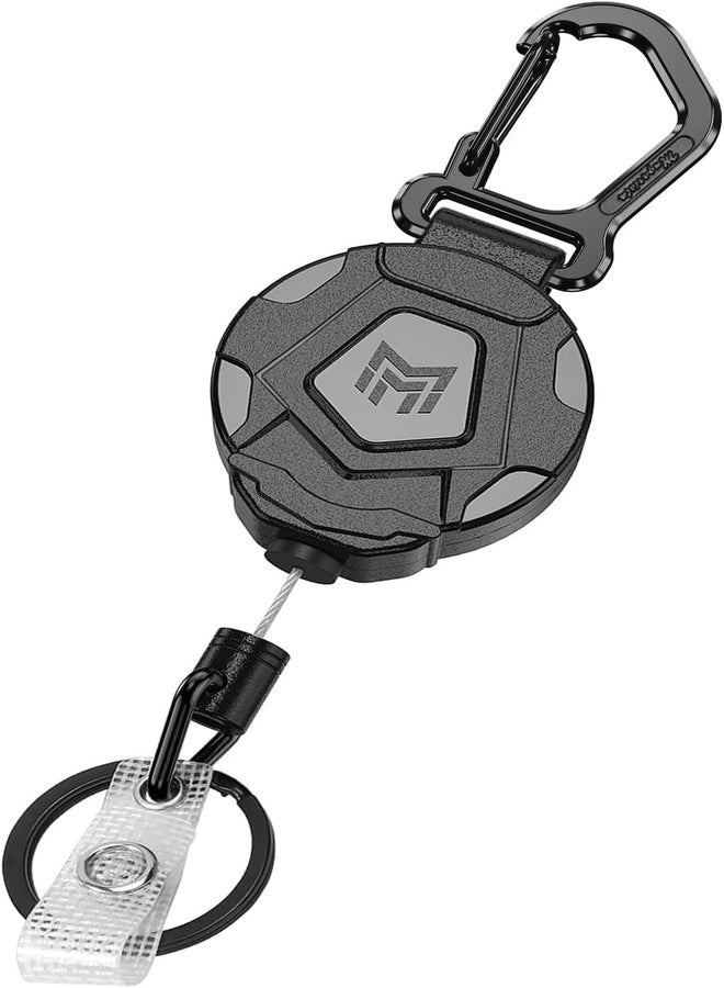 MNGARISTA Retractable Keychain, Heavy Duty Carabiner Badge Holder, Tactical ID Badge Reel with 31.5” Steel Retractable Cord, 8.0 oz - Image 1