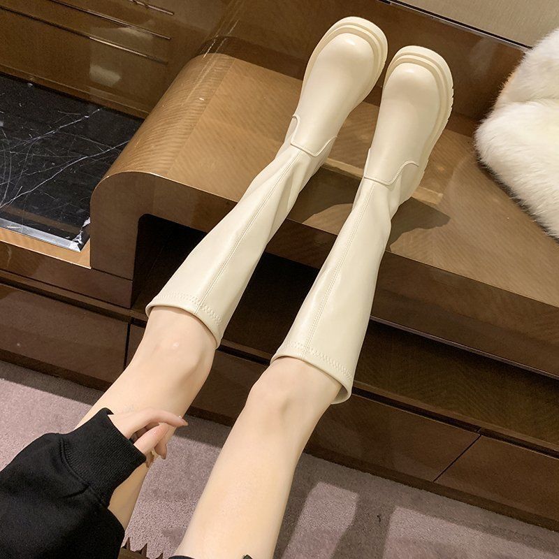 White High-Top Boots Women Spring 2023 Off-white