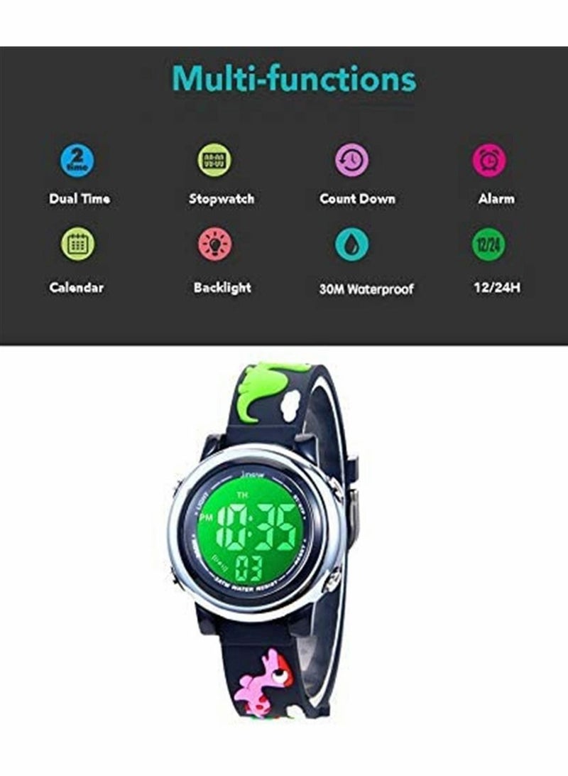 Toddler Kids Digital Watches,3D Cute Cartoon 7 Color Lights Waterproof Sport Electronic Wrist Watch with Alarm Stopwatch for 3-10 Year Boys Girls Little Children - Image 2