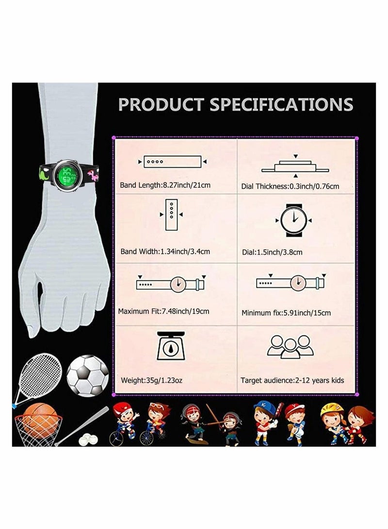 Toddler Kids Digital Watches,3D Cute Cartoon 7 Color Lights Waterproof Sport Electronic Wrist Watch with Alarm Stopwatch for 3-10 Year Boys Girls Little Children - Image 3