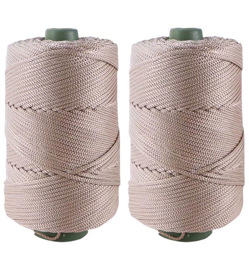 Clisil 400gram Art Yarn Cord Light Brown Polyester Yarn Macrame Knitting Crocheting DIY Bags Crochet Basket Summer Hat Craft Cord 3mm Macrame Cord Rope 438yds 1314 Feet