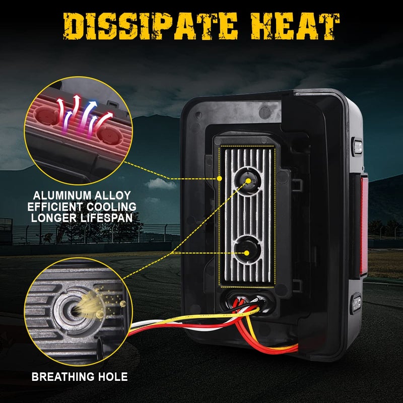 AUDEXEN LED Tail Lights Compatible with Jeep Wrangler JK JKU 2007-2018, Unique C Shaped Design Smoked Lens, 20W Reverse Lights, Built-in EMC, DOT Compliant, 2 PCS - Image 5
