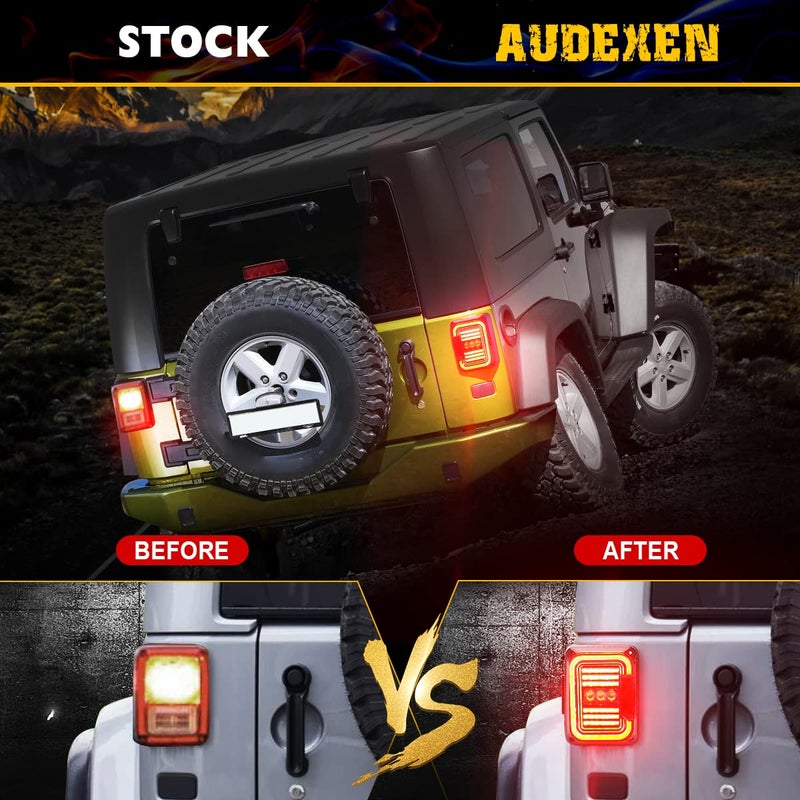 AUDEXEN LED Tail Lights Compatible with Jeep Wrangler JK JKU 2007-2018, Unique C Shaped Design Smoked Lens, 20W Reverse Lights, Built-in EMC, DOT Compliant, 2 PCS - Image 3