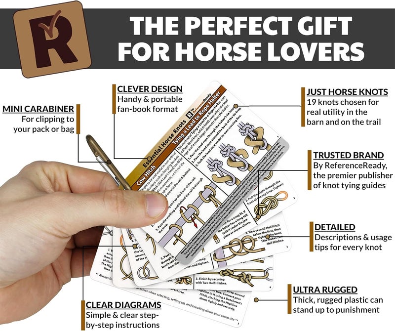 ReferenceReady Horse Knot Cards – Pocket Guide to 19 Pack and Trail Riding Knots - Horse Stuff for Girls and Boys - Image 2