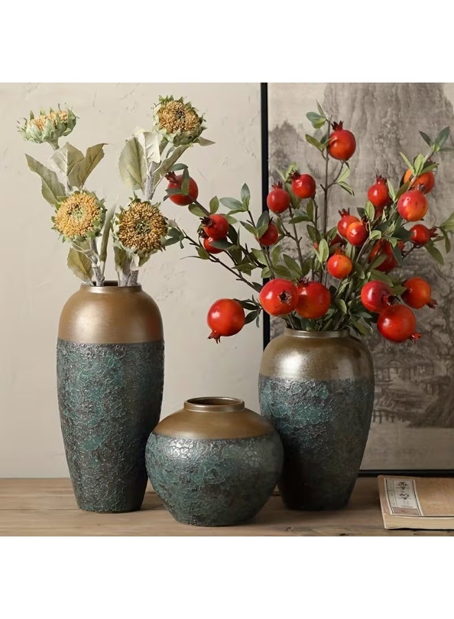 erorex Vintage Style Honeycomb Green Ceramic Vase - Perfect for Home and Office Decor, Suitable for Flowers, Desktops, Living Rooms, and Kitchens - Ideal Housewarming Gift - Image 3