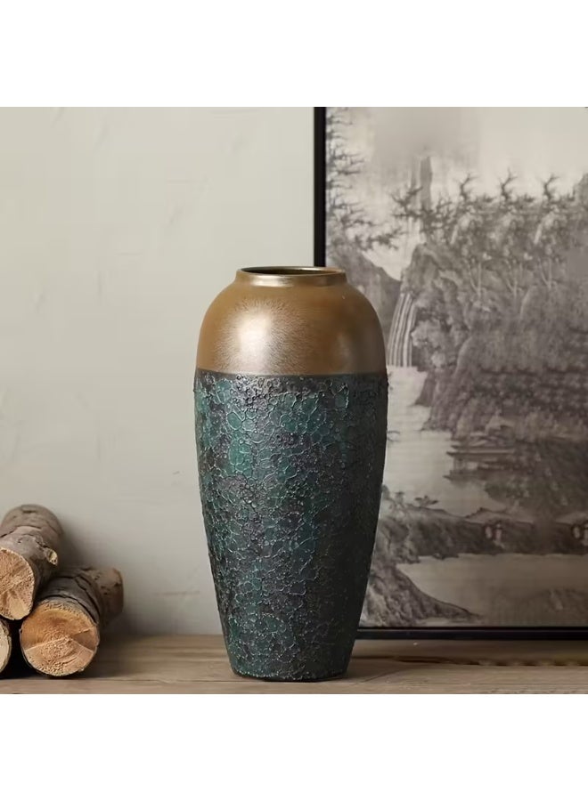 erorex Vintage Style Honeycomb Green Ceramic Vase - Perfect for Home and Office Decor, Suitable for Flowers, Desktops, Living Rooms, and Kitchens - Ideal Housewarming Gift - Image 1