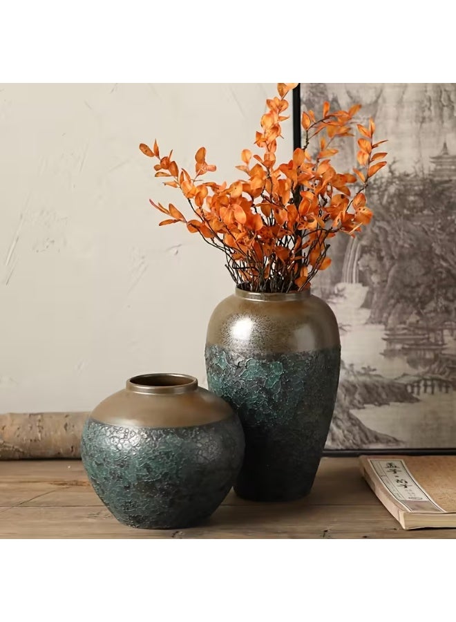 erorex Vintage Style Honeycomb Green Ceramic Vase - Perfect for Home and Office Decor, Suitable for Flowers, Desktops, Living Rooms, and Kitchens - Ideal Housewarming Gift - Image 2