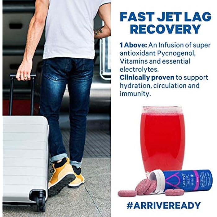 1Above Jet Lag Relief Tablets - Berry-Flavored Effervescent Multivitamin with Pycnogenol Travel Supplement for Hydration, Energy, Immune Support and Faster Recovery - Flight Essential, 10 Tablets - Image 5