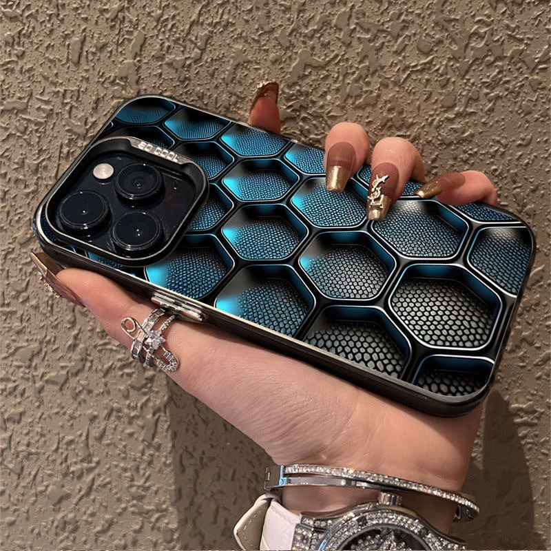 Technology Grid Metal Button Apple 17/14 Phone Case Iphone16Promax Matte 15/13/Xsmax - Image 4