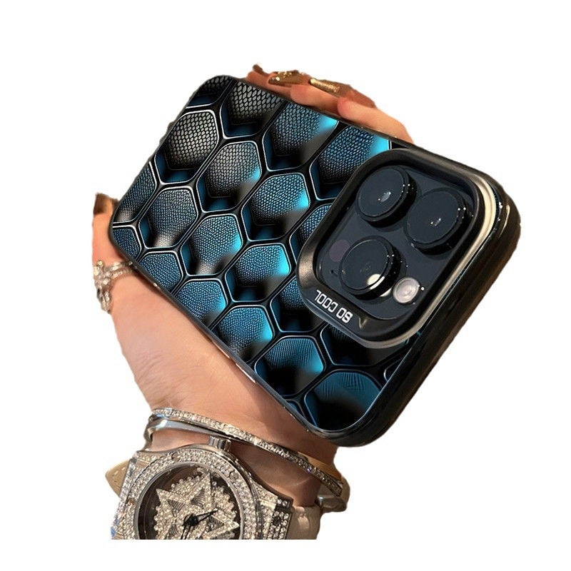 Technology Grid Metal Button Apple 17/14 Phone Case Iphone16Promax Matte 15/13/Xsmax - Image 3