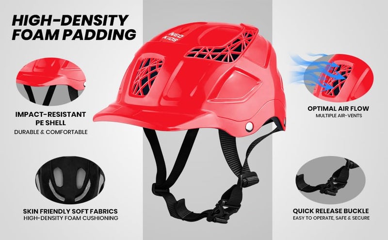 Jaspo Neo Kids Cycling Adjustable Multisport Helmet for Skateboarding & Skating Suitable for Kids, Boys and Girls Up to 14 Years– Made in India (Red) - Image 2