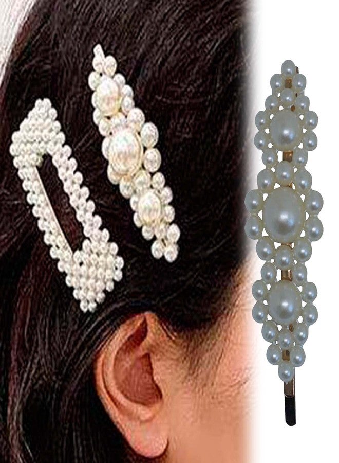 FOK 5 Pcs Pearl Stylish Hair Barrettes Design Hair Styling Clip Pin For Girls & Women - Image 4