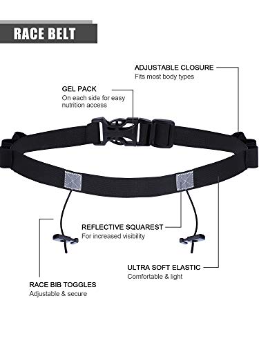 JOVITEC 2 Pieces Race Number Belt with 6 Gel Loops for Running Cycling Triathlon Marathon (Black and Blue) - Image 4