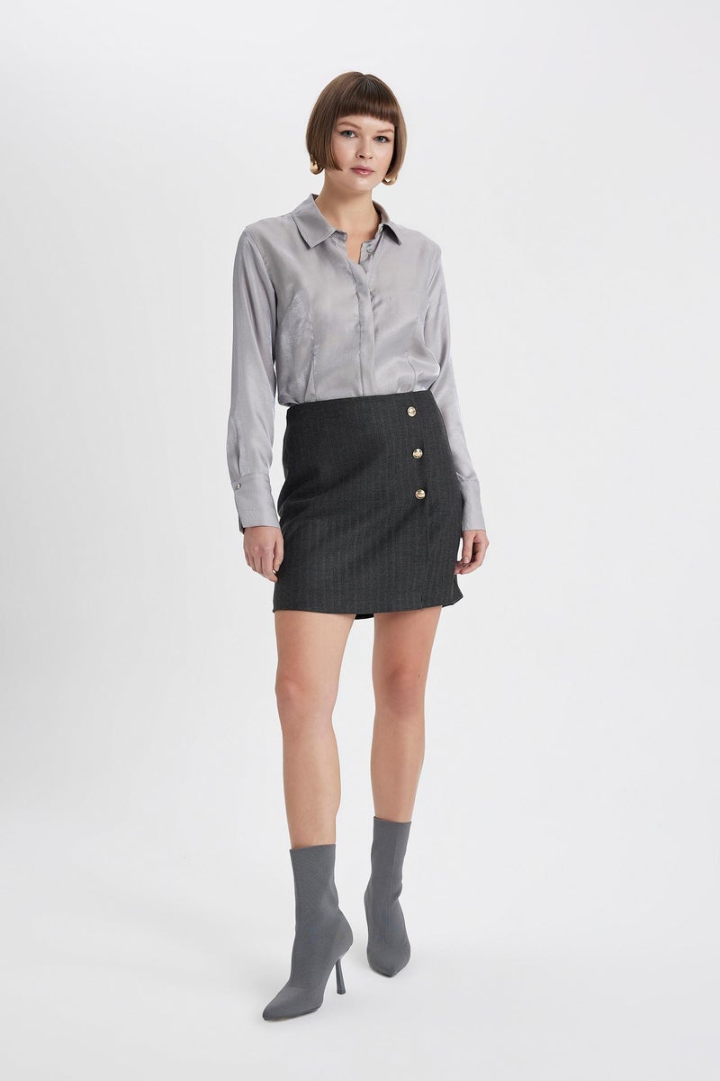 DeFacto Woman A Cut Knit Patterned Lined Normal Waist Mini Skirt  - Image 5