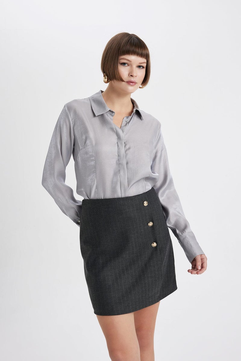 DeFacto Woman A Cut Knit Patterned Lined Normal Waist Mini Skirt  - Image 2