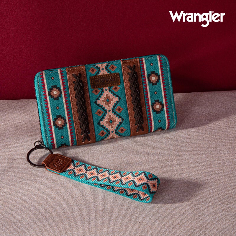 Wrangler محفظة معصم ويستورن من رانجلر للنساء مع حافظة بطاقات ائتمان مطرزة LG-WG2203-W006TQ - Image 2