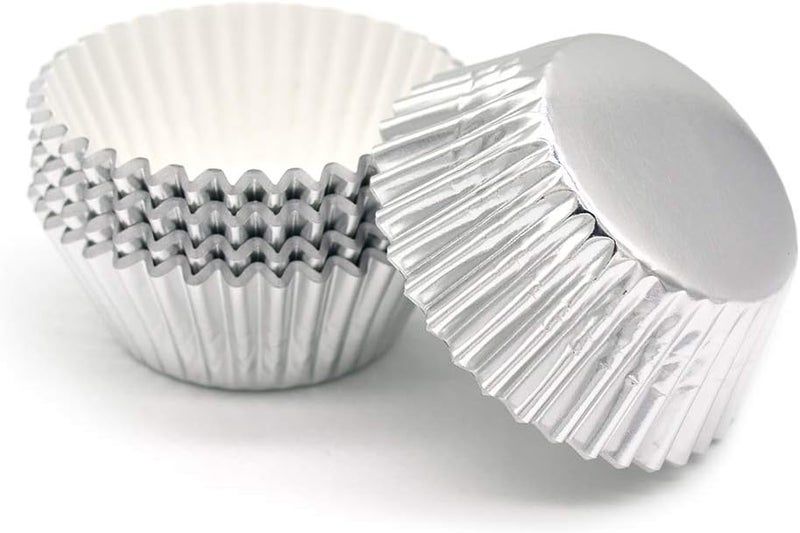 Mombake Standard Silver Foil Cupcake Liners Muffin Baking Cups for Party and More, 100-Count - Image 3
