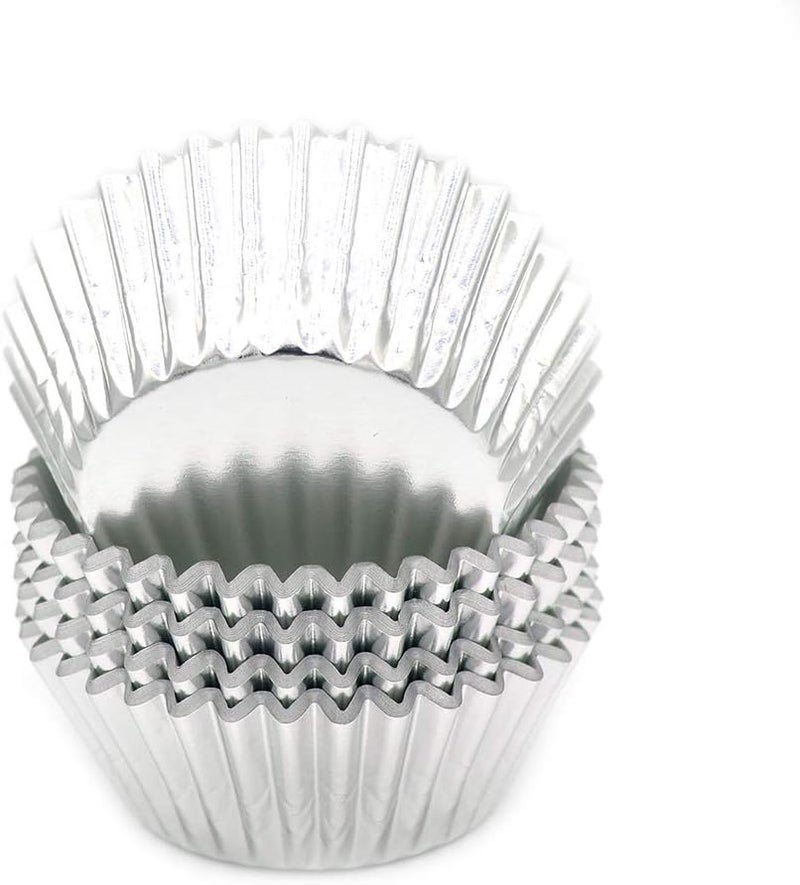 Mombake Standard Silver Foil Cupcake Liners Muffin Baking Cups for Party and More, 100-Count - Image 1
