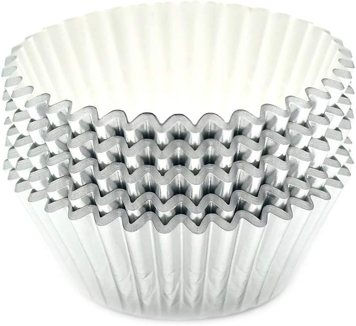 Mombake Standard Silver Foil Cupcake Liners Muffin Baking Cups for Party and More, 100-Count - Image 4
