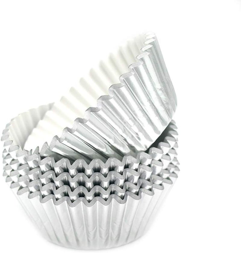 Mombake Standard Silver Foil Cupcake Liners Muffin Baking Cups for Party and More, 100-Count - Image 2