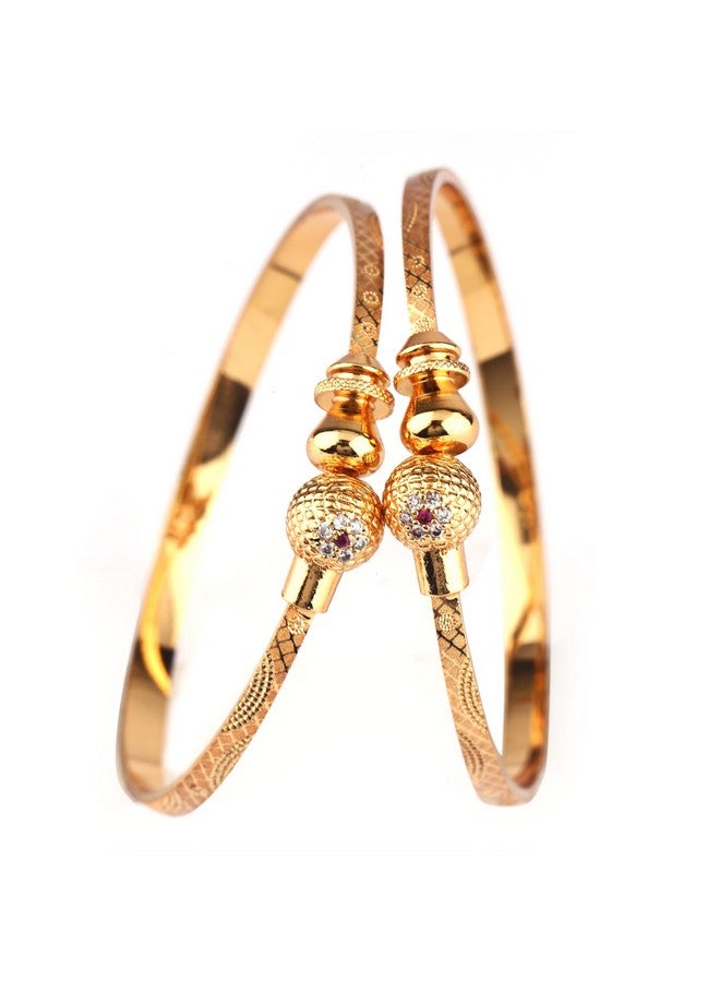 Shining Diva Fashion Set Of 2 Latest Traditional Design 18k Gold Plated Adjustable Bracelet Bangles for Women (Golden)(15234b) - Image 1