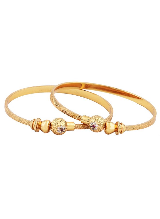 Shining Diva Fashion Set Of 2 Latest Traditional Design 18k Gold Plated Adjustable Bracelet Bangles for Women (Golden)(15234b) - Image 5
