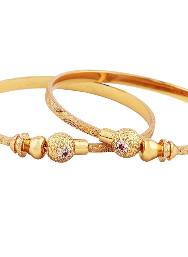 Shining Diva Fashion Set Of 2 Latest Traditional Design 18k Gold Plated Adjustable Bracelet Bangles for Women (Golden)(15234b) - Image 4