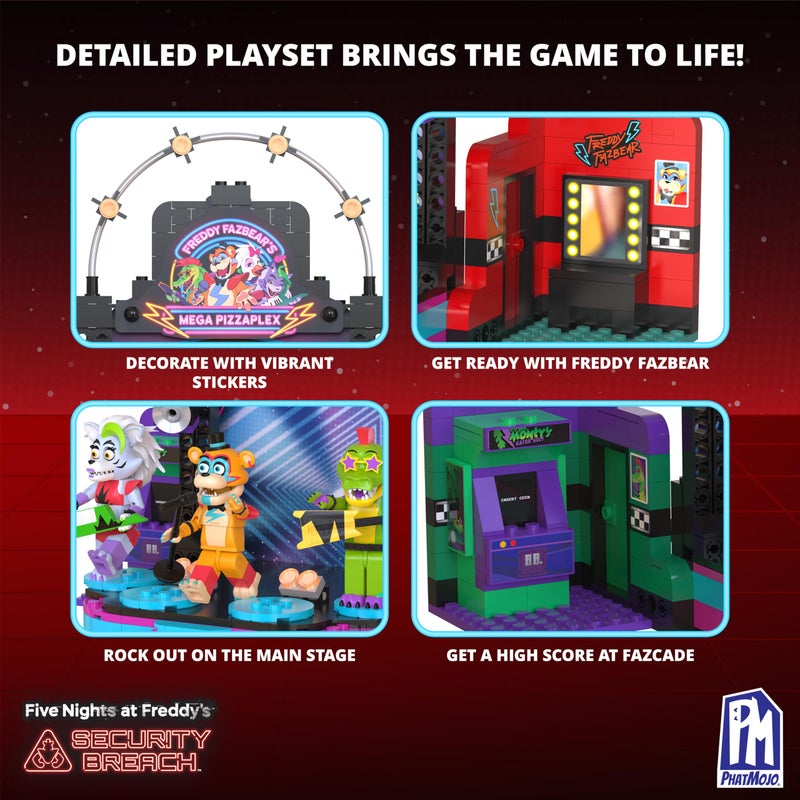 PhatMojo Five Nights at Freddyâ€™S - Phat$tacks Mega Pizzaplex Deluxe Buildable Playset (454 Pieces, Series 1) - Image 4