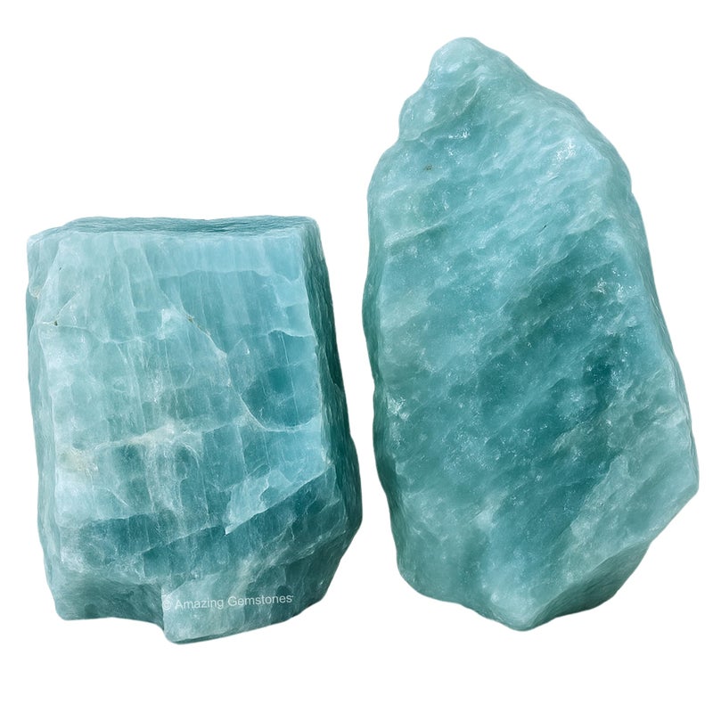 Amazing Gemstone Aquamarine Raw Crystals and Healing Stones, Natural Rocks for Tumbling - DIY Raw Stones and Crystals, 2 Pieces - Image 1