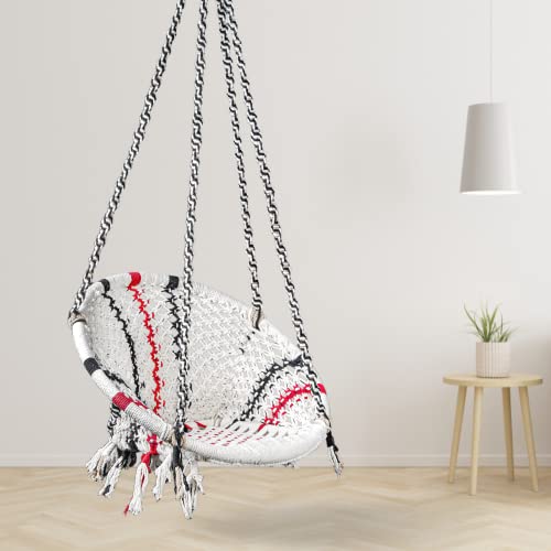 Swingzy Cotton Premium Round Swing Chair/Hanging Hammock for Home, Office, Indoor, Outdoor, Balcony, Garden/Patio Swing Chair for Kids & Adults (60.8 x 60.4 x 140 cm, Multicolor) - Image 1