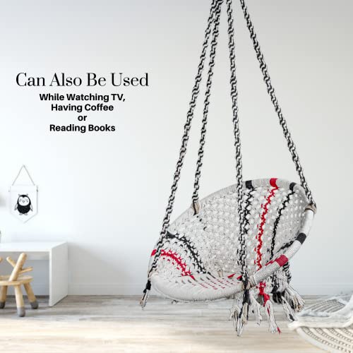 Swingzy Cotton Premium Round Swing Chair/Hanging Hammock for Home, Office, Indoor, Outdoor, Balcony, Garden/Patio Swing Chair for Kids & Adults (60.8 x 60.4 x 140 cm, Multicolor) - Image 5