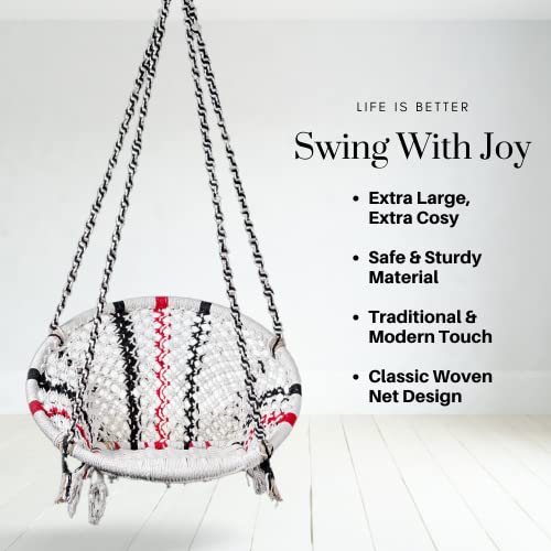 Swingzy Cotton Premium Round Swing Chair/Hanging Hammock for Home, Office, Indoor, Outdoor, Balcony, Garden/Patio Swing Chair for Kids & Adults (60.8 x 60.4 x 140 cm, Multicolor) - Image 2