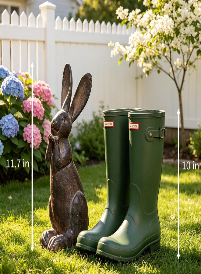 DiliComing Bunny Decor Resin Animals Statue - Garden Decorations Garden Decor for Outside Cute Cheeky Bunny Figurine Statues for Home Decor Outdoor Decor for Porch 5 × 4 × 11 Inch - Image 3