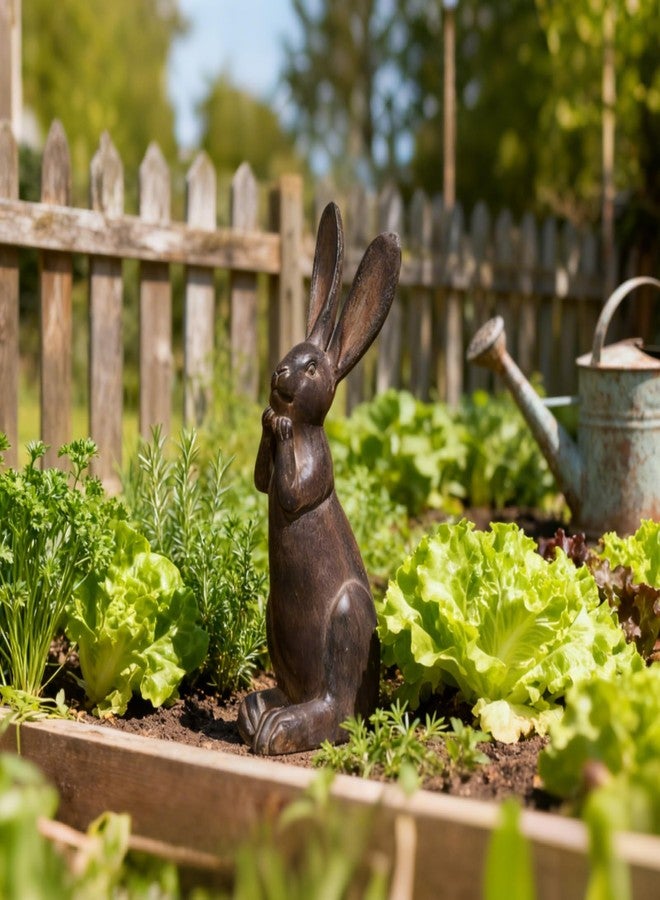 DiliComing Bunny Decor Resin Animals Statue - Garden Decorations Garden Decor for Outside Cute Cheeky Bunny Figurine Statues for Home Decor Outdoor Decor for Porch 5 × 4 × 11 Inch - Image 5