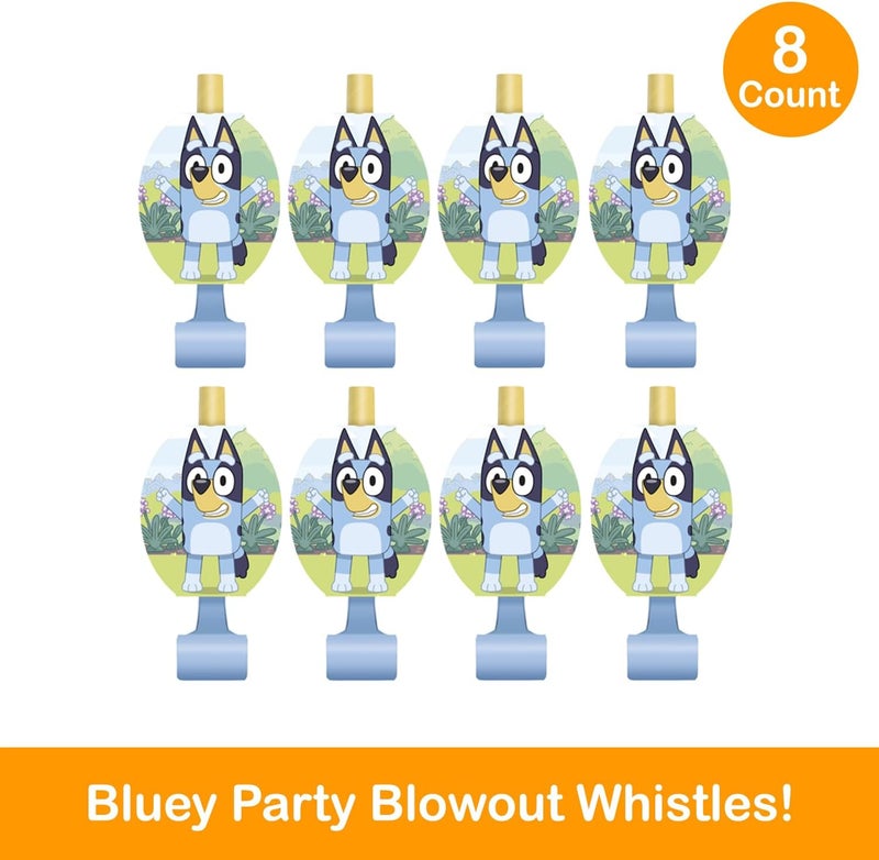 Unique Bluey Party Hats and Blowouts 8 Hats  8 Party Blowouts with Celebrate With Me Sticker  Bluey Birthday Party Supplies for Kids - Image 3