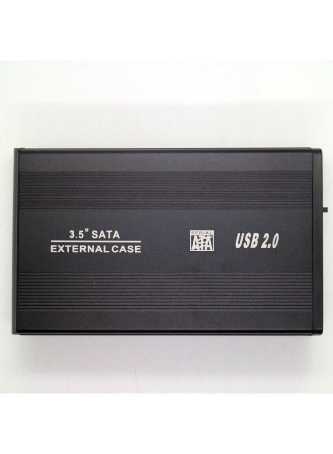 3.5inch USB2.0 Desktop Aluminum Alloy Mobile Hard Drive Box SATA Serial Port With Power Supply High Power-Color:Silver European Regulations