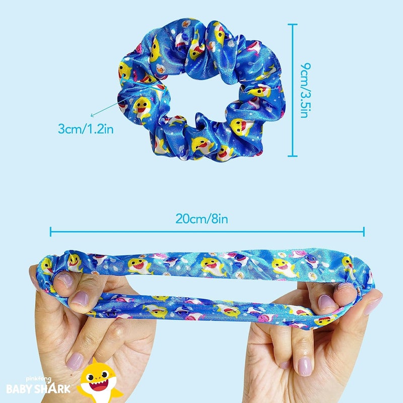 Luv Her Baby Shark Hair Accessory Set: 9-inch Regular Detangling Brush, 4 Elastic Hair Ties & Scrunchies for Kids - Image 5