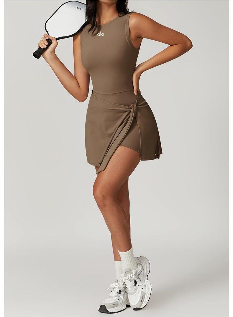 alo Alo One-piece Connected Yoga Set - Professional Fitness and Exercise Clothing for Tennis Skirt Dress for Women Pilates  - Image 4