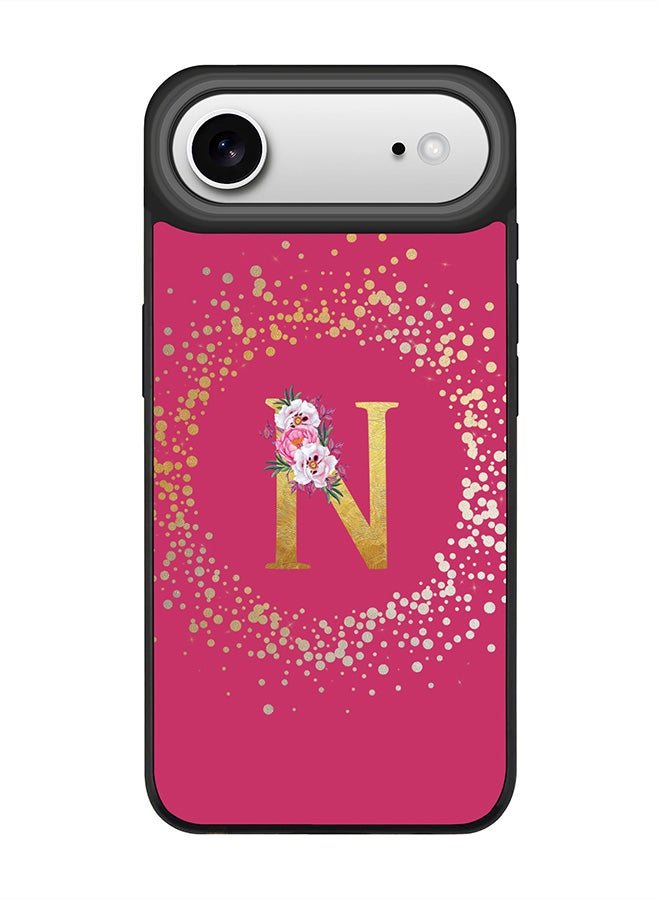 Stylizedd iPhone Air Case, [Compatible with MagSafe] Slim Magnetic cover Phone Case iPhone Air -Custom Monogram Floral - N ( Deep Pink ) - Image 1