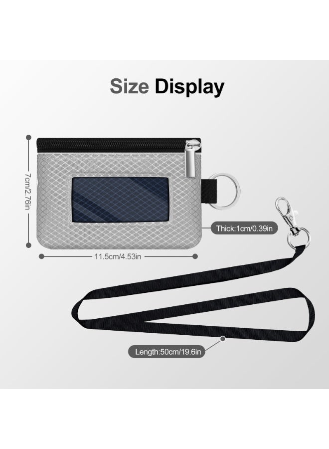 Minimalist RFID Blocking Small Wallet with ID Window,WaterResistant Zip Id Case Wallet with Lanyard Keychain for Cards,Cash,Travel,Women,Men - Image 5