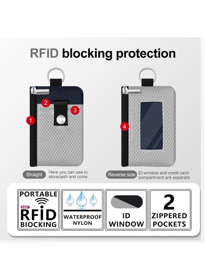 Minimalist RFID Blocking Small Wallet with ID Window,WaterResistant Zip Id Case Wallet with Lanyard Keychain for Cards,Cash,Travel,Women,Men - Image 2