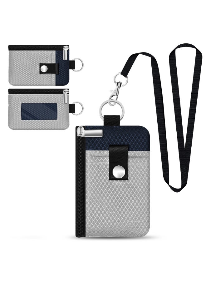 Minimalist RFID Blocking Small Wallet with ID Window,WaterResistant Zip Id Case Wallet with Lanyard Keychain for Cards,Cash,Travel,Women,Men - Image 1