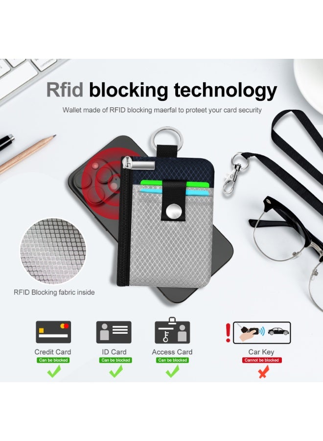 Minimalist RFID Blocking Small Wallet with ID Window,WaterResistant Zip Id Case Wallet with Lanyard Keychain for Cards,Cash,Travel,Women,Men - Image 4