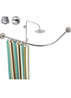 XiuWoo Curved No Drill Shower Curtain equipment U Shape Telescopic Shower Curtain equipment Curved Stainless Steel Bathroom Curtain equipment for Bathroom Corner  - Image 1