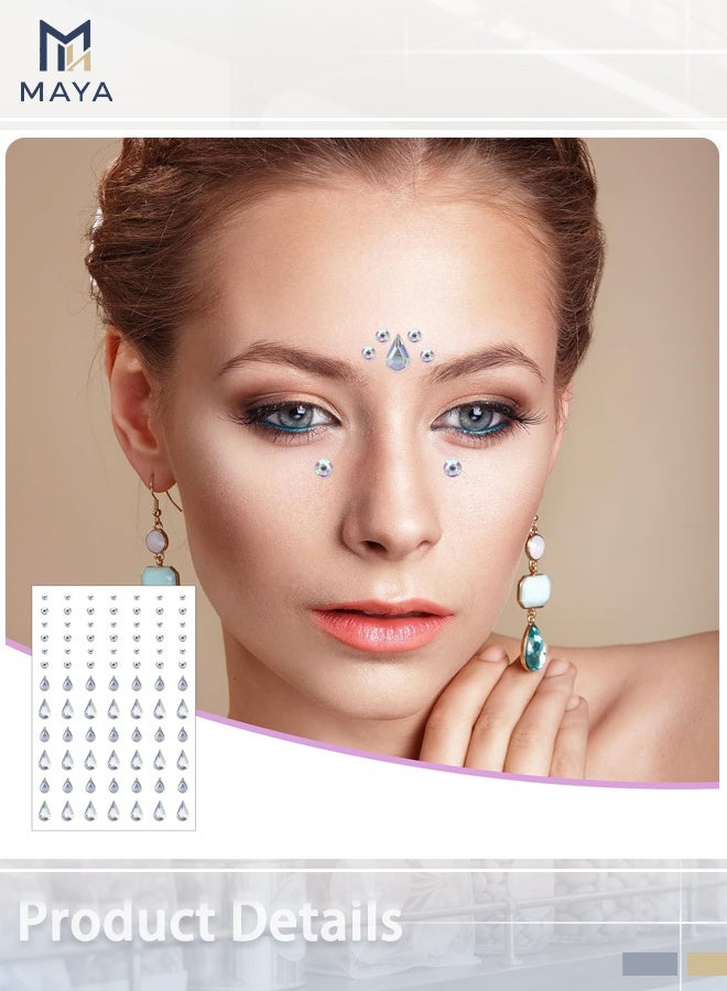 مايا أربع أوراق من أحجار الراين اللاصقة للوجه، مثالية لتزيين الوجه في المهرجانات والمناسبات، بالإضافة إلى أحجار اللؤلؤ اللاصقة للشعر، وملصقات أحجار الراين اللؤلؤية للوجه والشعر والعينين والمكياج والأظافر. - Image 4
