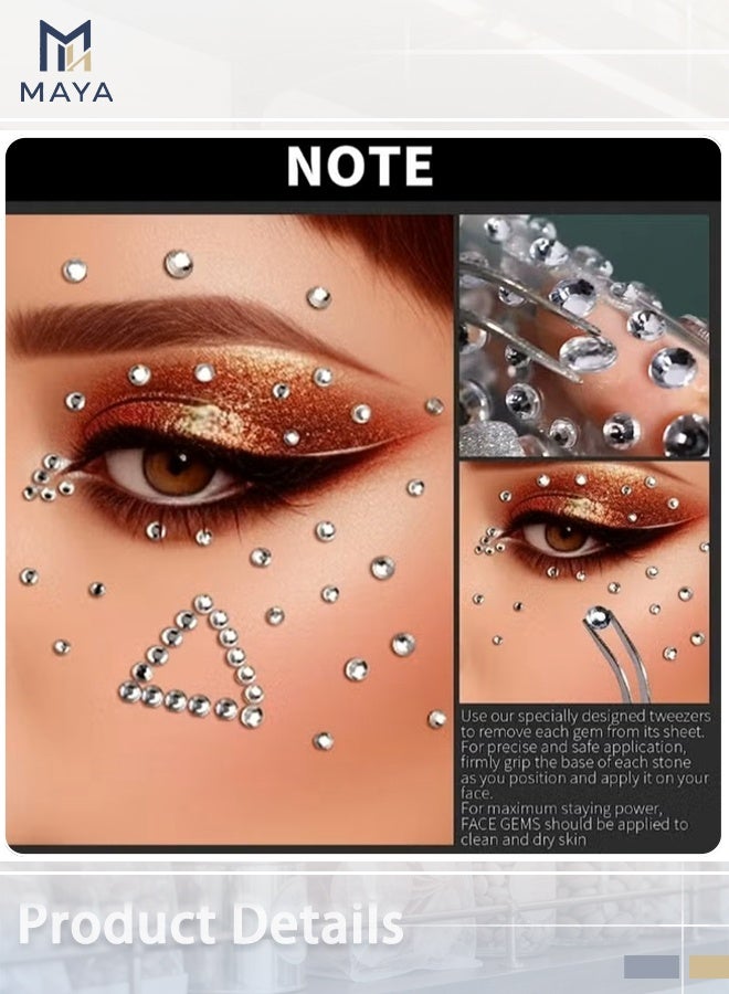 مايا أربع أوراق من أحجار الراين اللاصقة للوجه، مثالية لتزيين الوجه في المهرجانات والمناسبات، بالإضافة إلى أحجار اللؤلؤ اللاصقة للشعر، وملصقات أحجار الراين اللؤلؤية للوجه والشعر والعينين والمكياج والأظافر. - Image 5