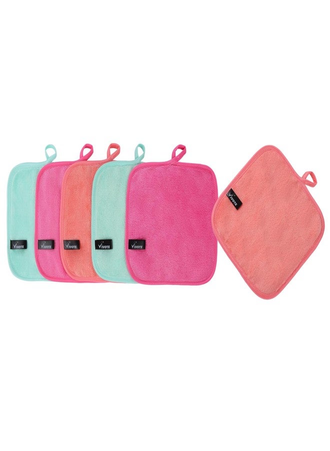 VIVOTE Microfiber Face Cloth Quick Drying Flannel Face Cloth Reusable Makeup Remover Cloth, Ultra Soft Wash Cloth for Face (20cmx20cm,6pack, Multi-color - Image 1